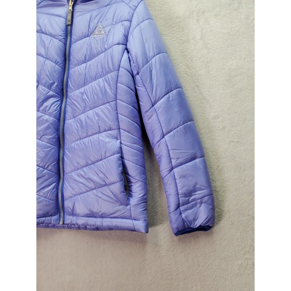 Gerry Puffer Jacket Girls Large Purple Nylon Long Sleeve Hooded Full Zipper Logo - Picture 9 of 9